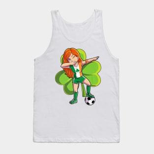 Dabbing Soccer Girl St Patricks Day Women Kids Irish Tank Top